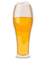 Glass of beer in cartoon style. Single object isolated on white background.
