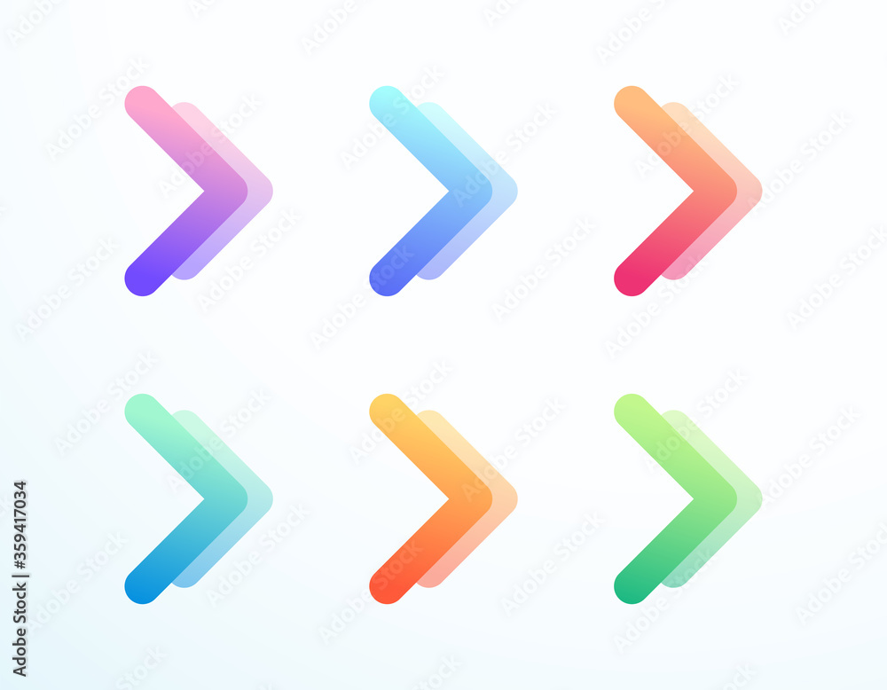 Poster arrow icon shapes pointing right colorful set