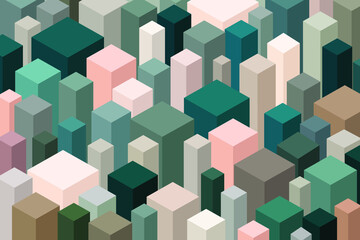 cubic isometric city for background