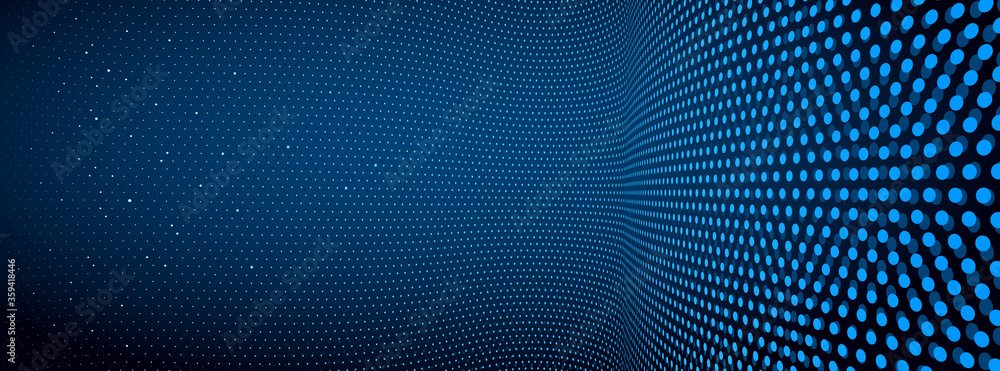 Poster 3d abstract dark blue background with dots pattern vector design, technology theme, dimensional dott