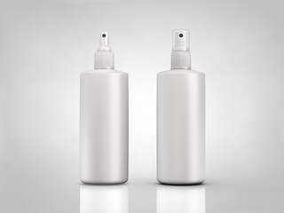 Realistic 3d Spray Bottle Mockup on white background. illustration for package design. Blank medicine, cosmetic, 3d render, household and hygiene package template