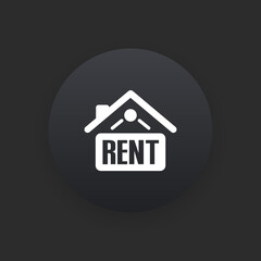 Home Rent Sign -  Matte Black Web Button