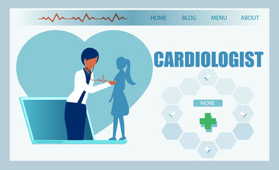 Vector of a cardiologist doctor using modern technology to assist a patient