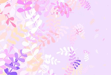 Light Pink, Yellow vector natural backdrop with leaves.