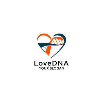 DNA love logo heart DNA vector icon