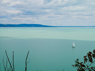 Landscape, view on Lake Balaton, yacht, sail, Hungary