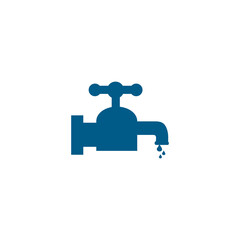 Water Tap Blue Icon On White Background. Blue Flat Style Vector Illustration