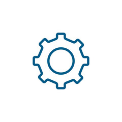 Gear Line Blue Icon On White Background. Blue Flat Style Vector Illustration