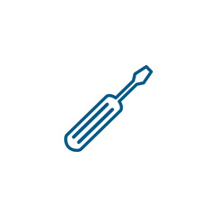 Screwdriver Line Blue Icon On White Background. Blue Flat Style Vector Illustration