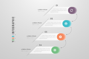 Obraz premium Infographics design and marketing icons with 4 options, steps or processes. Can be used for annual report, flow charts, diagram, presentations, web sites. Vector illustration