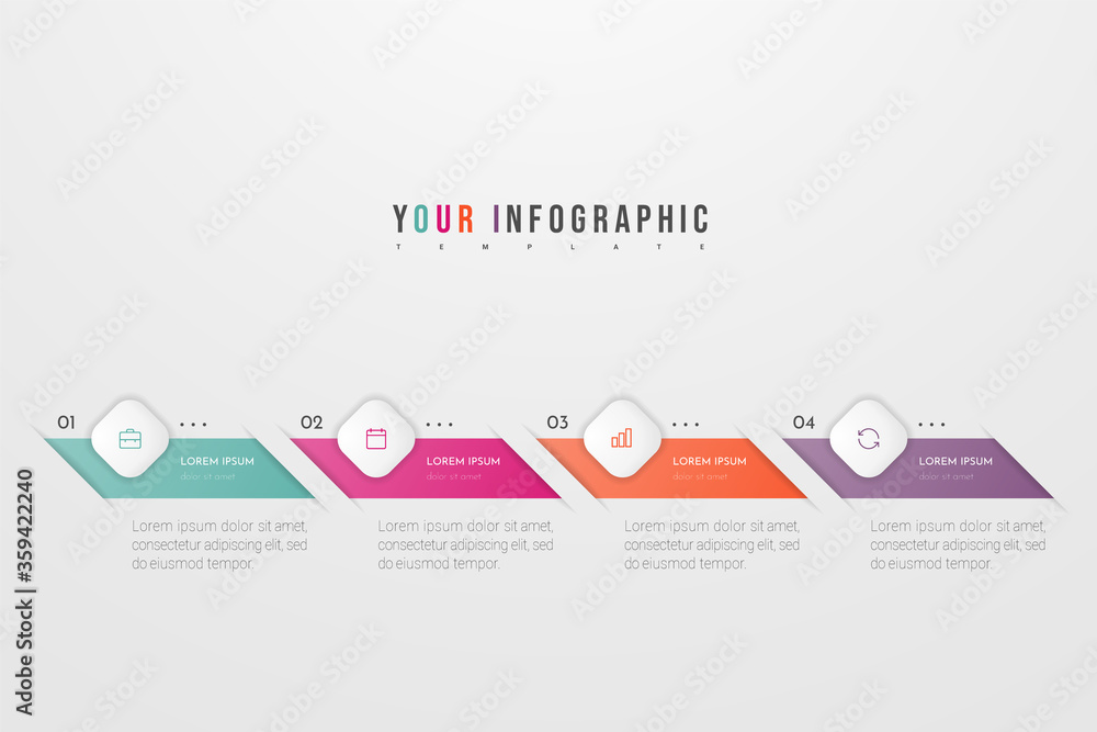 Poster infographic concept design with 4 options, steps or processes. can be used for workflow layout, annu