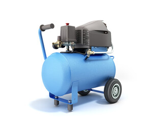 modern Blue Air Compressor 3d render on white background