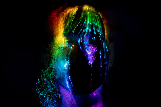 light painting portrait lgbt, new art direction, long exposure photo without photoshop, light drawing at long exposure	
