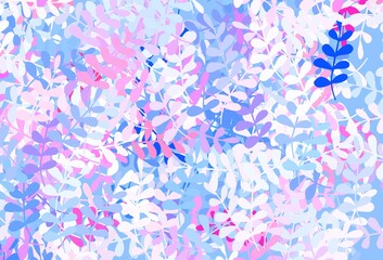 Light Blue, Red vector abstract pattern with leaves.