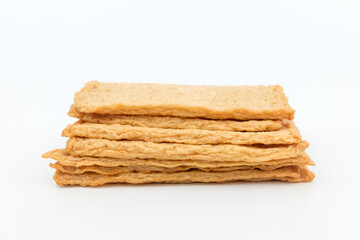 Thin fish cake on white background