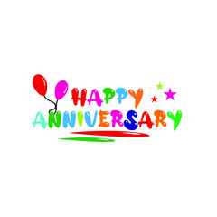 Happy anniversary for greeting cards and poster with balloon, confetti  gift box, and birthday celebration.