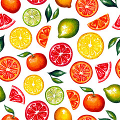 Citrus pattern on white background