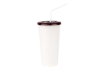 Paper cups with straws on a white background with Clipping Path.