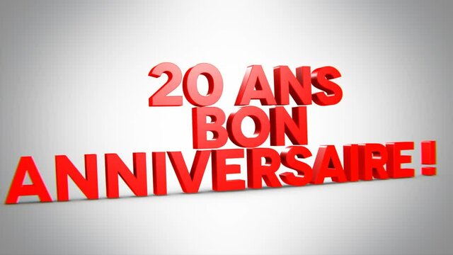 20 ans bon anniversaire 3D rouge
