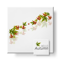 Abstract background, poster design with autumn leaves.Vector frame with shadow. Hello Autumn