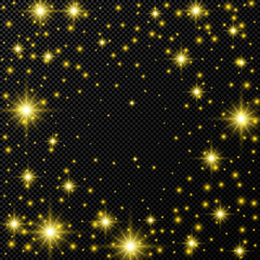 Gold backdrop with stars and dust sparkles