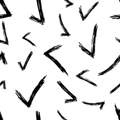 Seamless pattern with hand drawn check symbols