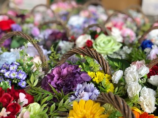 造花の花かご