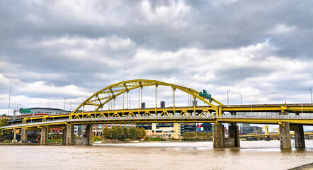 Fort Duquesne Bridge across the Allegheny River in Pittsburgh, Pennsylvania