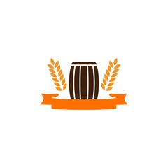 wheat wooden barrel vector design template illustration