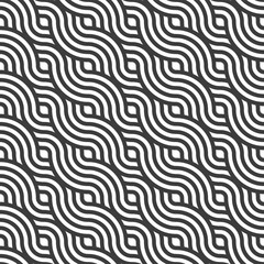 Obraz premium Repetitive East Vector Circular Print Pattern. Continuous Creative Graphic Braid Decoration Texture. Repeat Wave Optical Design 