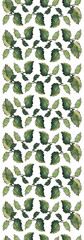 Seamless watercolour painted vertical herbal border. Melissa officinalis green twigs and leaves isolated on white. For duct tape, lace trim, textile, stationary and packaging design.