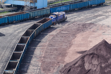 COAL WAGONS - Rail transport at the mineral and aggregate storage yard