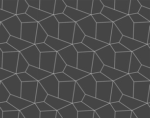 Repeat Decorative Vector Triangular Tile Pattern. Continuous Minimal Graphic Cell Wallpaper Texture. Repetitive Black Diagonal 