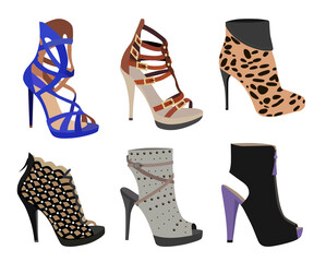 Collection of fashion women's shoes (vector illustration)