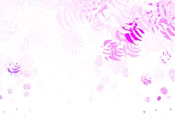 Light Purple, Pink vector elegant background with leaves.
