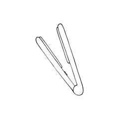 Hair straightener icon. Flat iron sign. Hand drawn doodle illustration