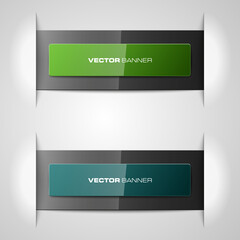 Design shape Origami vector banner. Two full-color glossy rectangle with a flare for your header or suggestions. Smooth stickers inscriptions