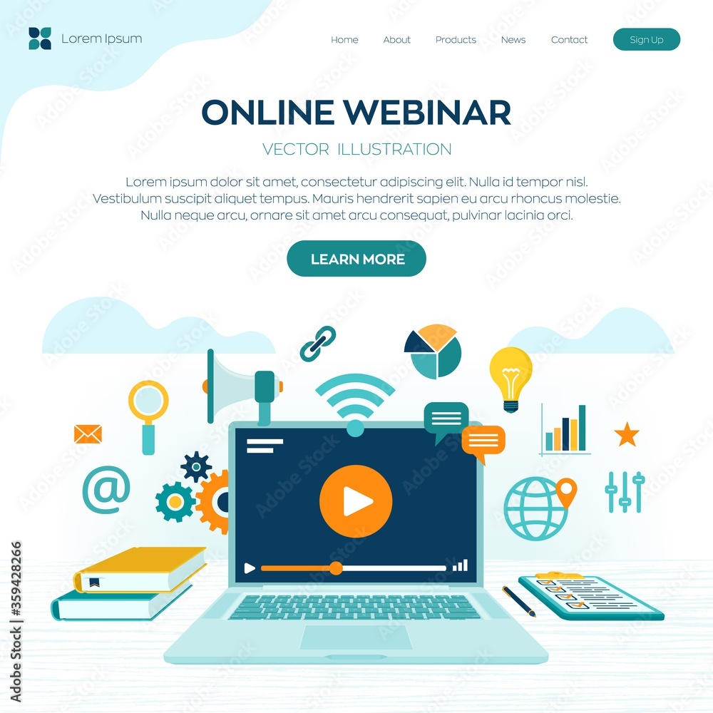 Poster webinar. internet conference. web based seminar. distance learning. e-learning training business con