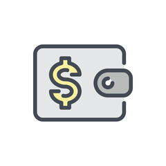 Wallet color line icon. Money savings, Purse with Dollar vector outline colorful sign.