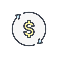 Money Exchange color line icon. Cashback vector outline colorful sign.