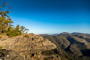 Beautiful view from the Reed Lookout in the Grampians National Park in Victoria, Australia at a sunny day in summer.