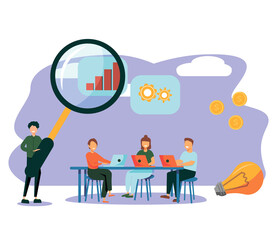 Colleagues meeting. Team brainstorming. Corporate training. Business briefing, teamwork task discussion, business strategy communication concept. 