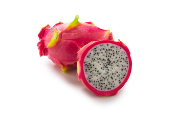 Sweet tasty dragon fruit or pitaya isolated on white.