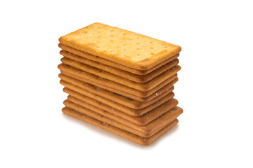 Cracker with salt isolated on white.