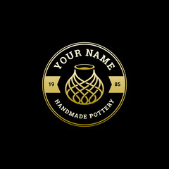 Handmade Pottery Badge Logo Template