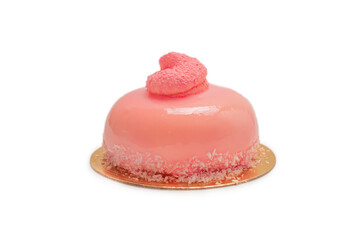 Pink pudding isolated on white