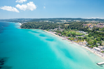 Waterfront view to the most popular village in Halkidiki- Kallithea. It is located in the first peninsula of Halkidiki, Kassandra.