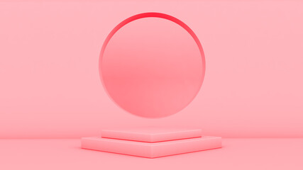 Pink background with pedestal to present product