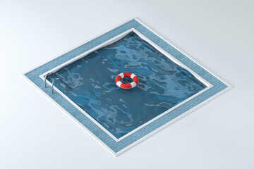 A swimming pool with white background, 3d rendering.