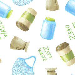 zero waste seamless pattern on white background